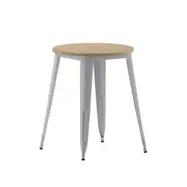 Flash Furniture - Declan Commercial Grade Indoor/Outdoor Dining Table, 23.75" Round All Weather Brown Poly Resin Top with Silver Steel Bas - Gray
