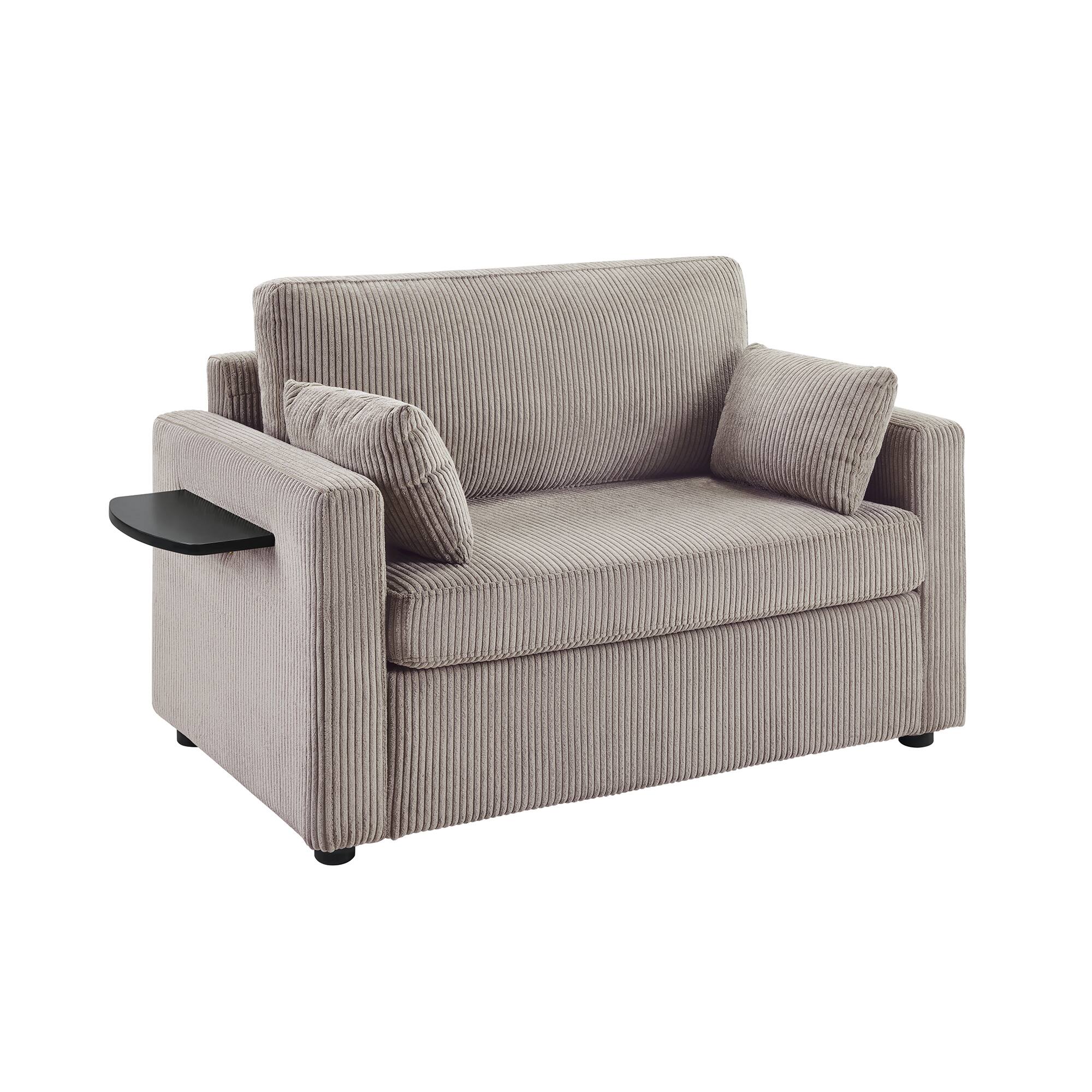 Alt View 8. Tiramisubest - Twin Size Sofa Bed Loveseat Sofa with Foldable Mattress,Side Table,Storage Pocket and USB Ports for Living Room,Brown - Grey+Brown.