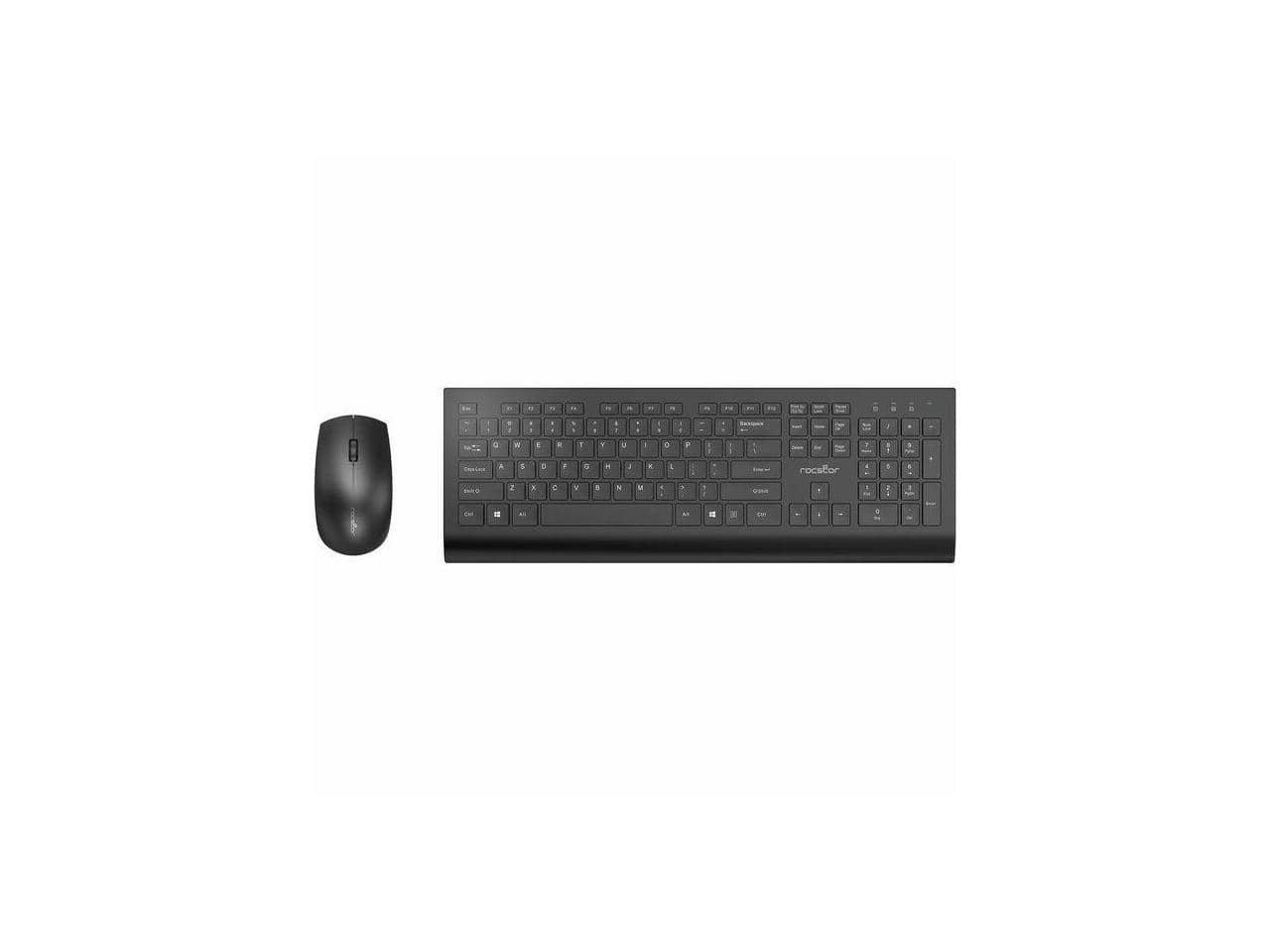 Rocstor - Premium Combo Keyboard & Mouse - Wireless RF 2.40 GHz Keyboard - Wireless RF Mouse - 1200 dpi - Black