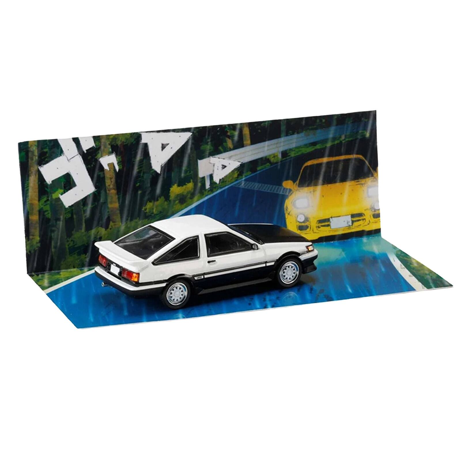 Alt View 3. Hobby Japan - Toyota Corolla Levin (AE86) White with Carbon Hood "Initial D" (1995-2013) Manga 1/64 Diecast Model Car by Hobby Japan.