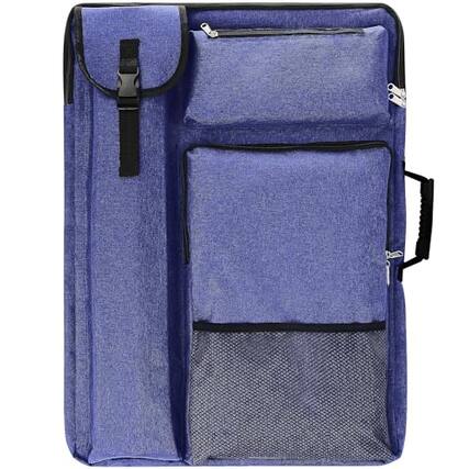Front. Cozy Serene - Art Portfolio Case 18 X 24 Bag For Artwork/board/project/drawing Artist Backpack(navy Blue). - Navy Blue.