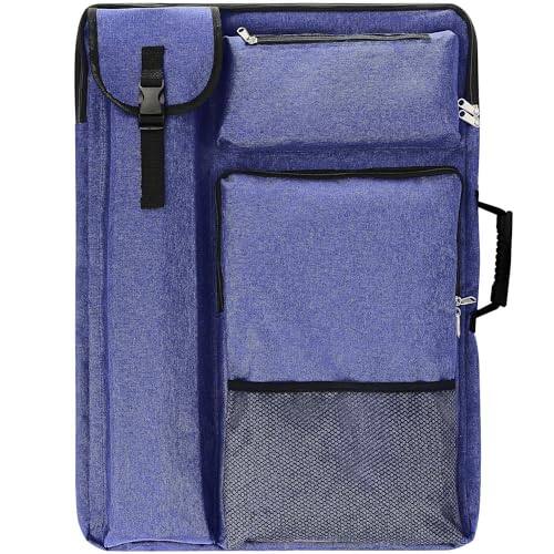 Front. Cozy Serene - Art Portfolio Case 18 X 24 Bag For Artwork/board/project/drawing Artist Backpack(navy Blue). - Navy Blue.