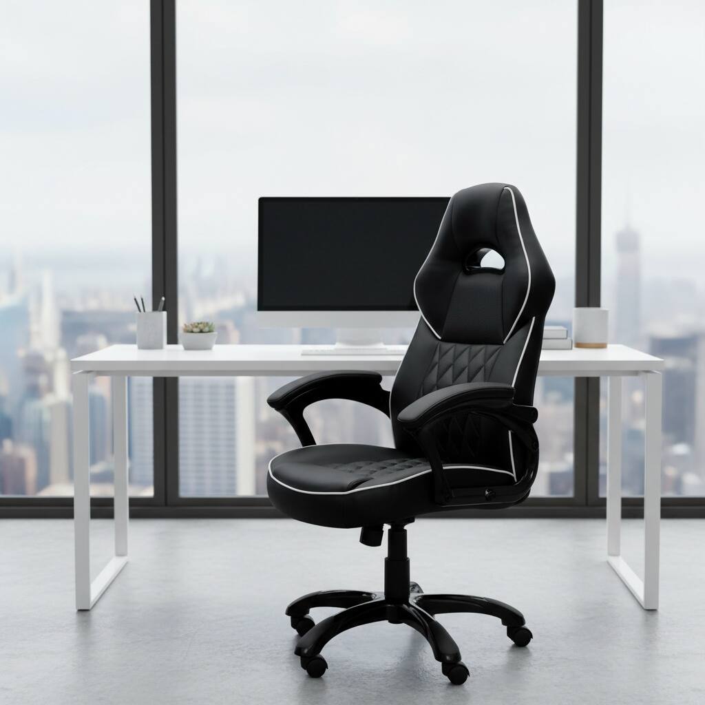 Alt View 5. Forest'nSky - High-Back Executive Sport Race Office Chair, Black Ergonomic Racing Style - Black.