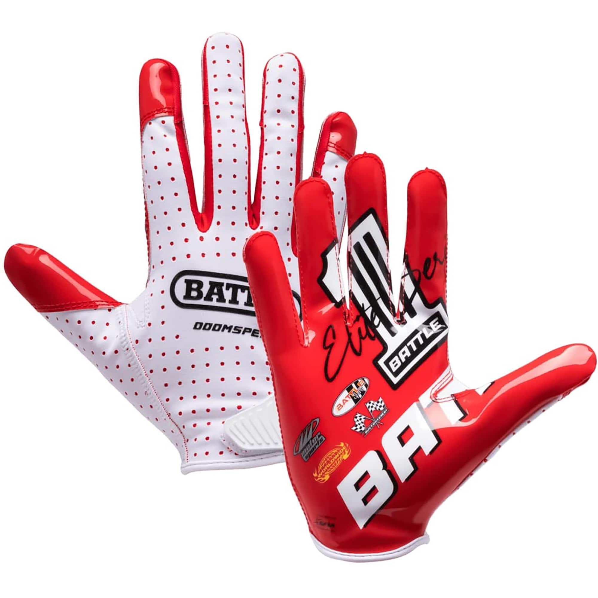 "Battle Sports - ""Racing"" Battle Doom Speed Football Receiver Gloves - Small - Red/White" price history on PriceWatchPro