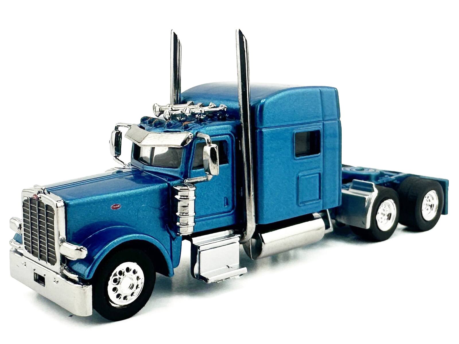 Alt View 1. HO Logistics Replicas - Peterbilt 389 Truck Tractor with Sleeper Cab Blue Metallic 1/87 (HO) Scale Plastic Model Car by HO Logistics.