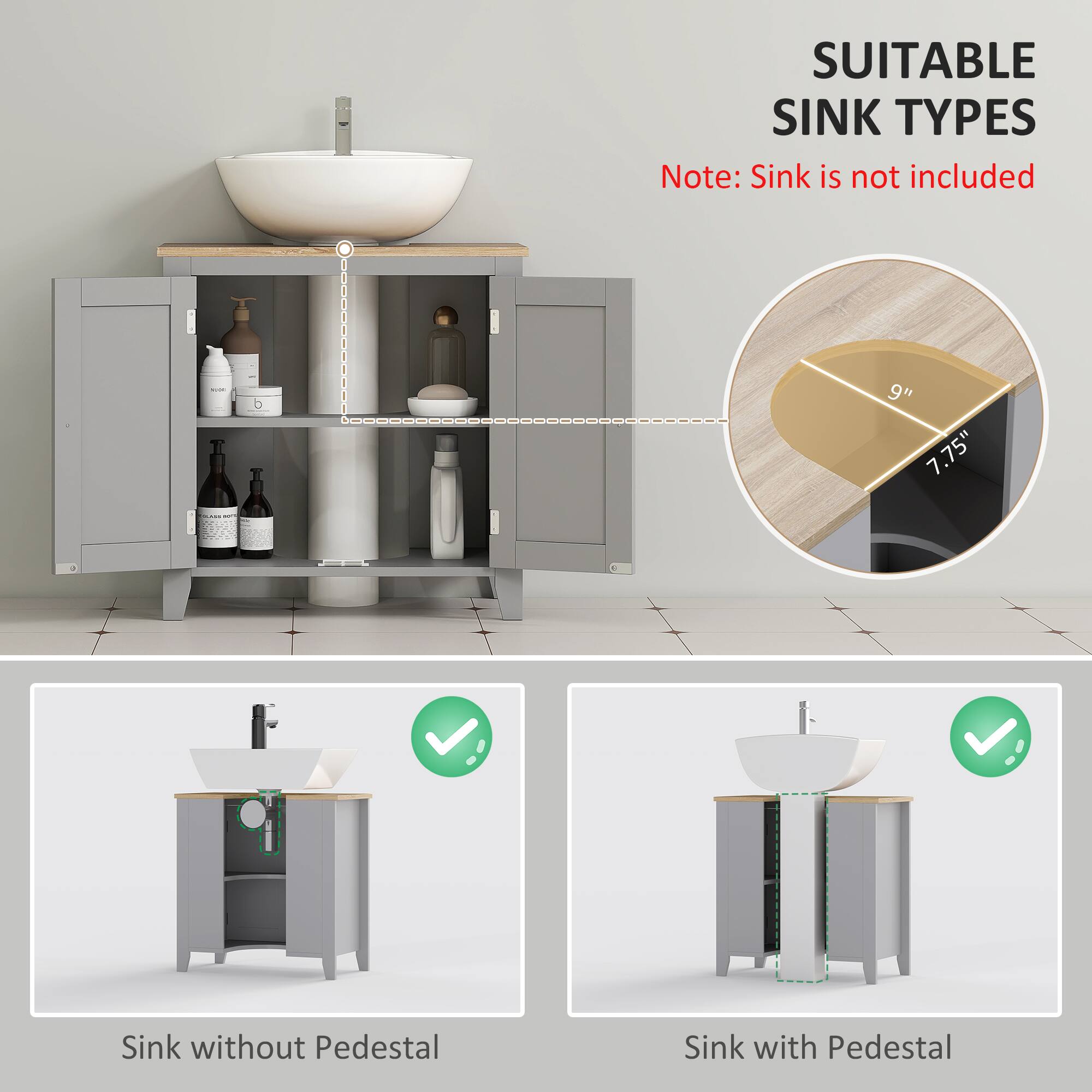 SUITABLE SINK TYPES

Note: Sink is not included

9" 7.75"

Sink without Pedestal

Sink with Pedestal