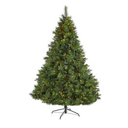 BreeBe - 7.5’ West Virginia Pine Christmas Tree w/600 LED and Cones - Brown, Green