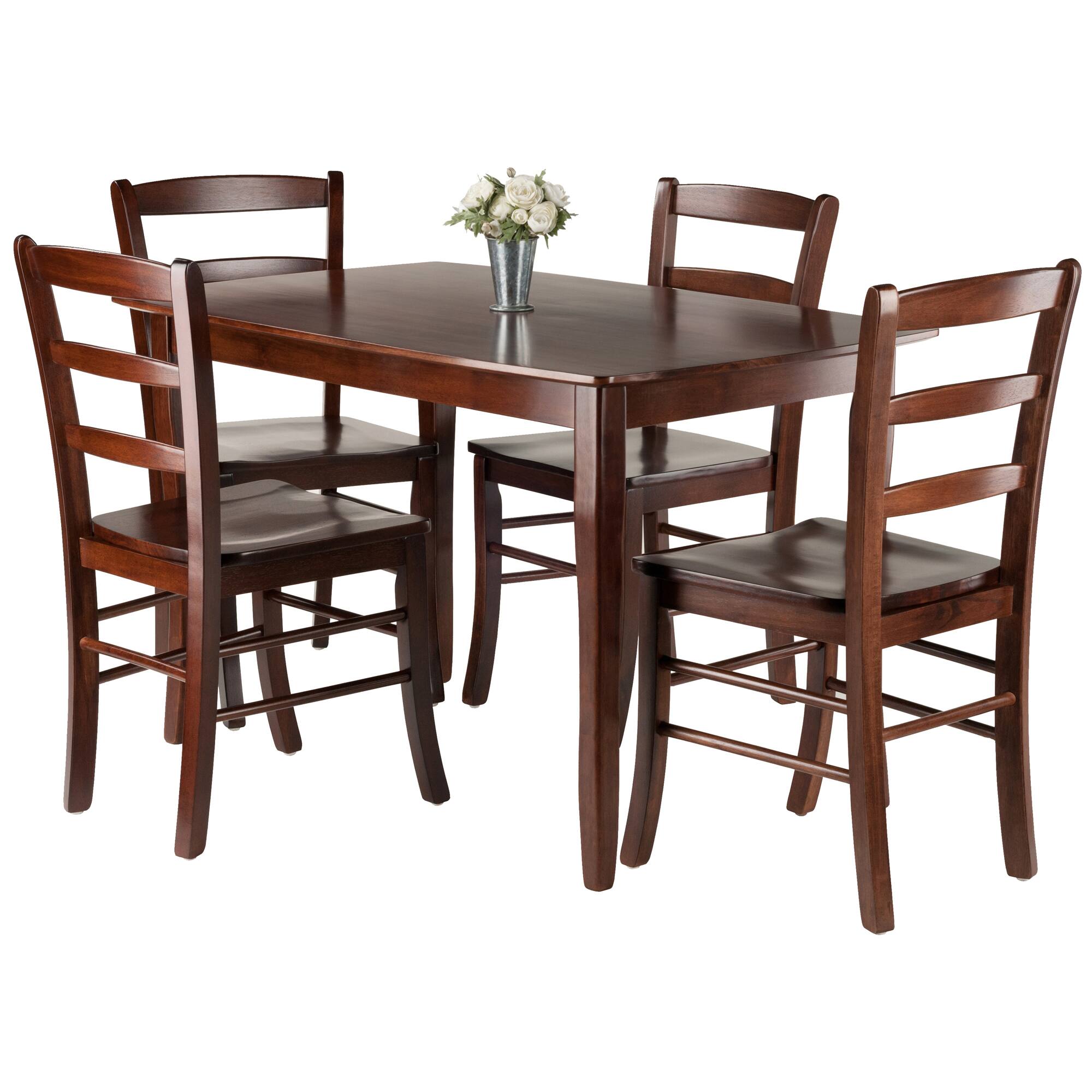Alt View 1. Winsome Wood - Inglewood 5-Pc Dining Table with Ladder-back Chairs - Walnut.