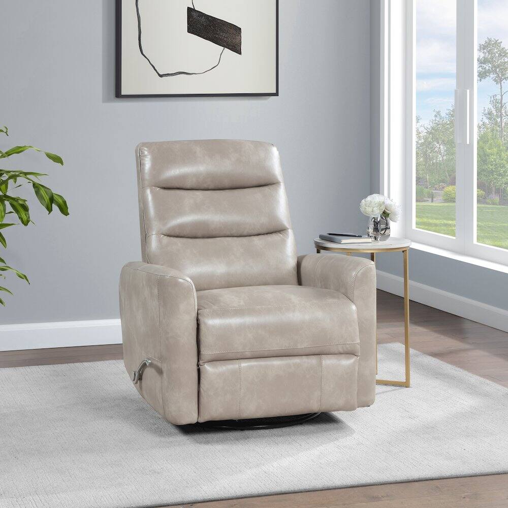Alt View 3. New Classic Furniture - Takami Faux Leather Swivel Recliner - Grey.