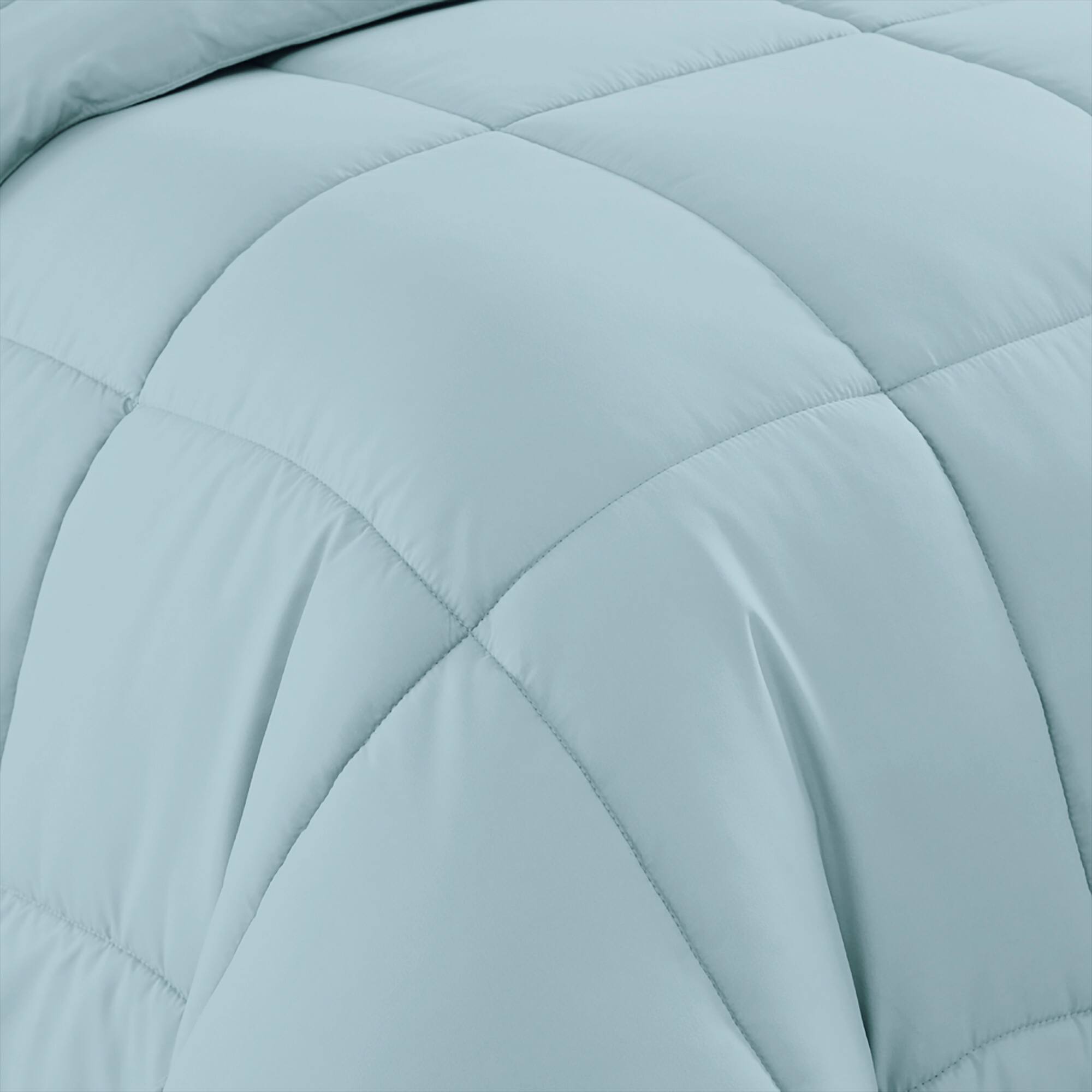 Left. Sweet Home Collection - All Season Reversible Bed-in-A-Bag Solid Color Comforter & Sheet Set, Twin - Aqua.