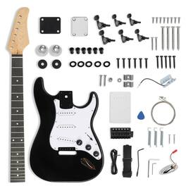 Winado - DIY ST Guitar Kit with Mahogany Body, Ebony Fingerboard and Maple Neck, 6 String DIY Electric Guitar Kit