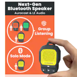 Avantree - Clip-On Auracast Speaker – Next-Gen Bluetooth LE Audio Mini Speaker for Group Listening - Yellow