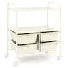Front. Costway - Costway Rolling Storage Cart with 4 Drawers & 2 Shelves Multipurpose Plastic Trolley on Wheels - White.
