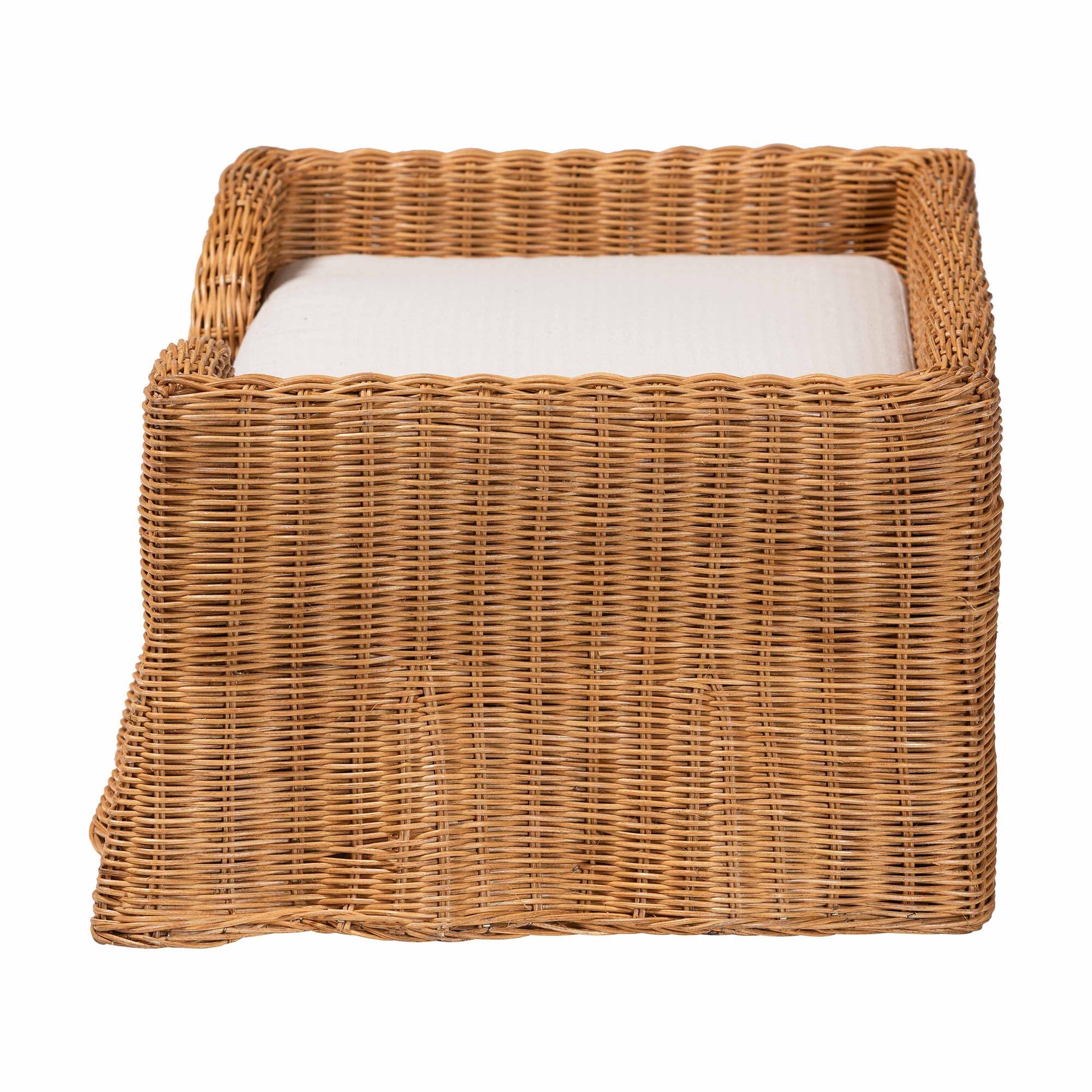 Left. bali & pari - Belita Natural Rattan Pet Bed - Handwoven Wicker Enclosed Lounge Bed for Dogs or Cats with Removable Cushion, 27.6" - Light Honey.