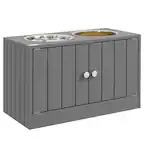 Front. Pawhut - Elevated Bowls with Cabinet Containing 44L Capacity, Raised Bowl Stand, Food Bowl, Dog Feeding Station - Gray.