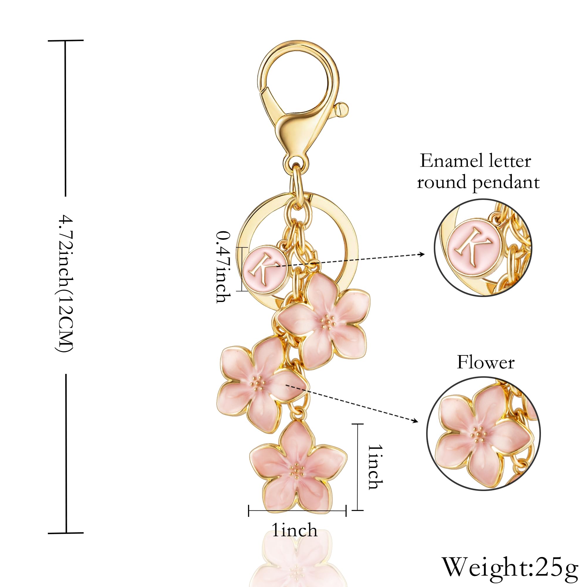 4.72 inch (12 CM)  
0.47 inch  
Enamel letter round pendant  
Flower  
Weight: 25g