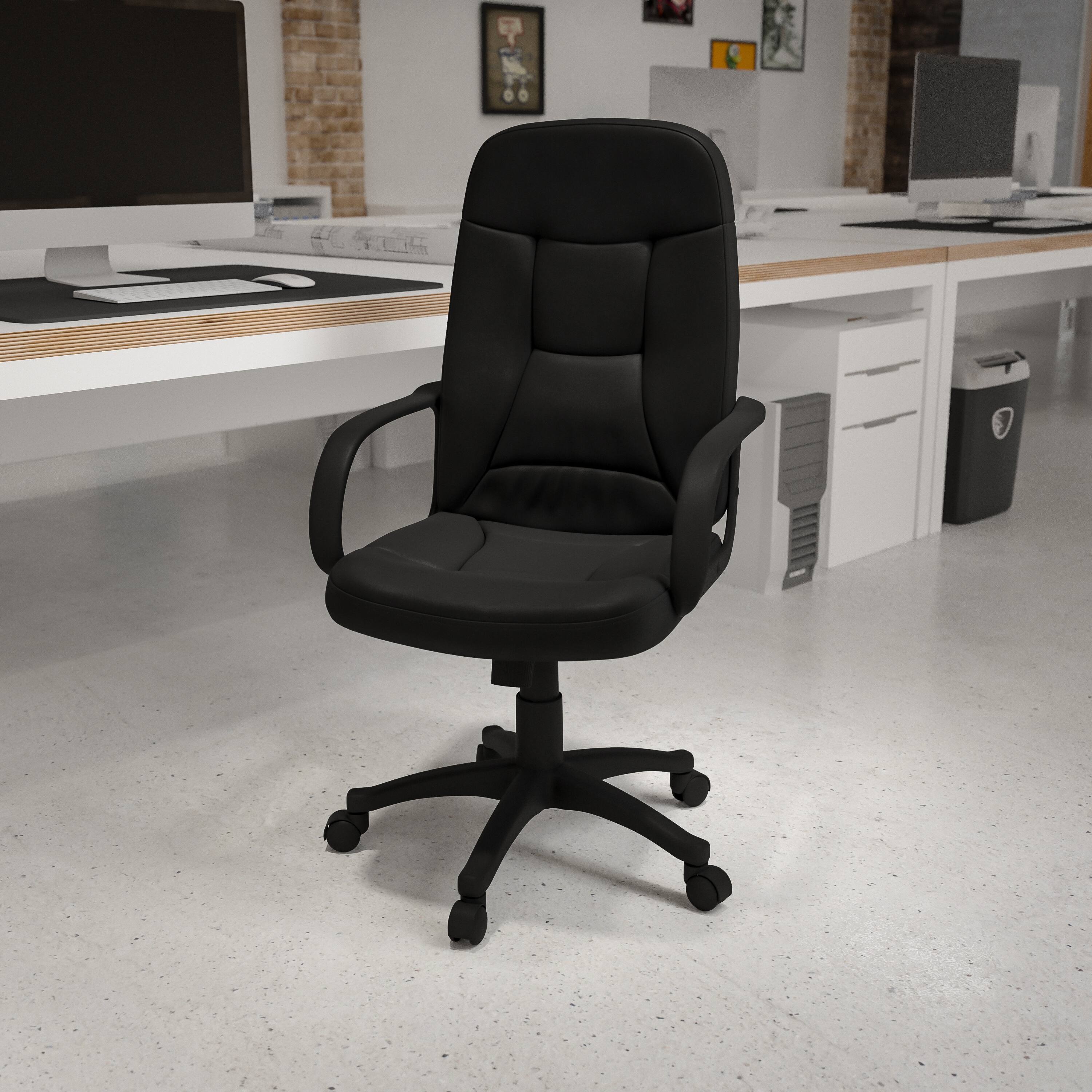 Alt View 1. Emma + Oliver - High Back Glove Vinyl Executive Swivel Office Chair with Arms - Black.