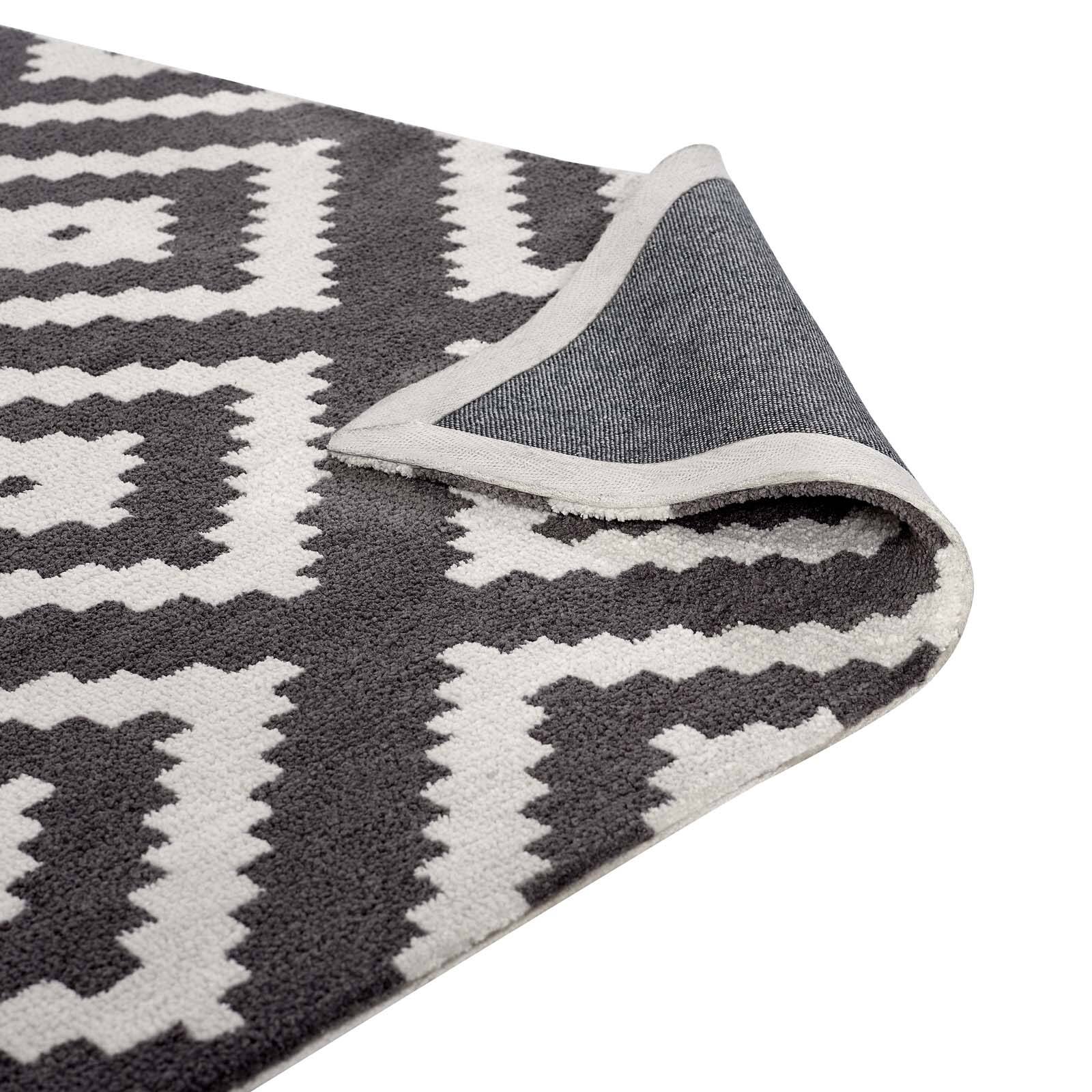 Alt View 2. Modway - Alika Abstract Diamond Trellis Area Rug - Ivory and Charcoal.