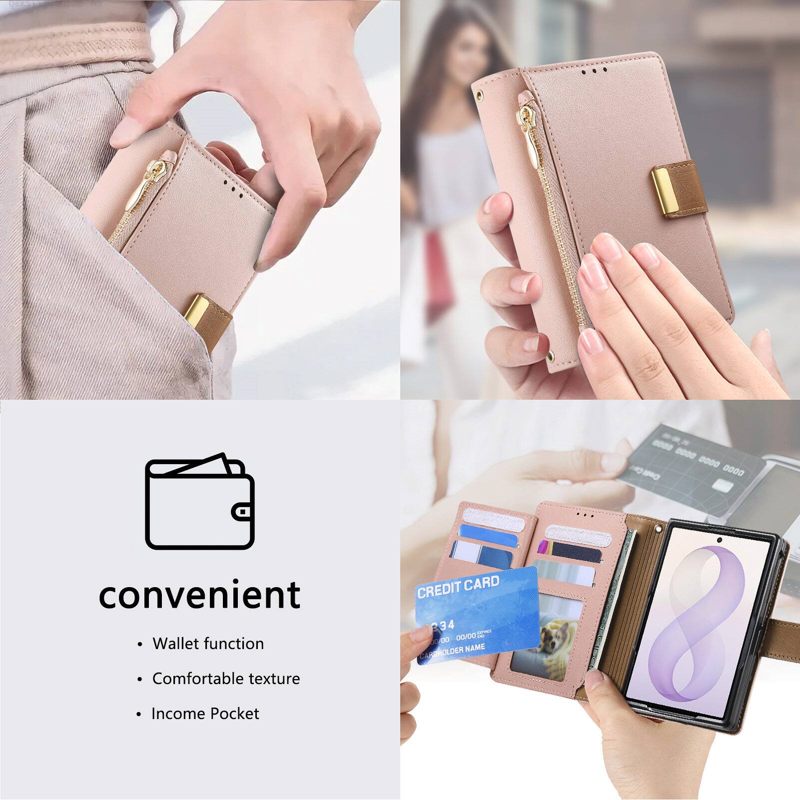UUCOVER Magnetic Zipper Wallet Case for Samsung Galaxy Z Fold 8 ...