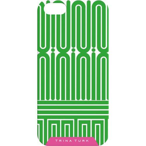 Front Standard. Trina Turk - iPhone Case - Green/White Garden Maze.