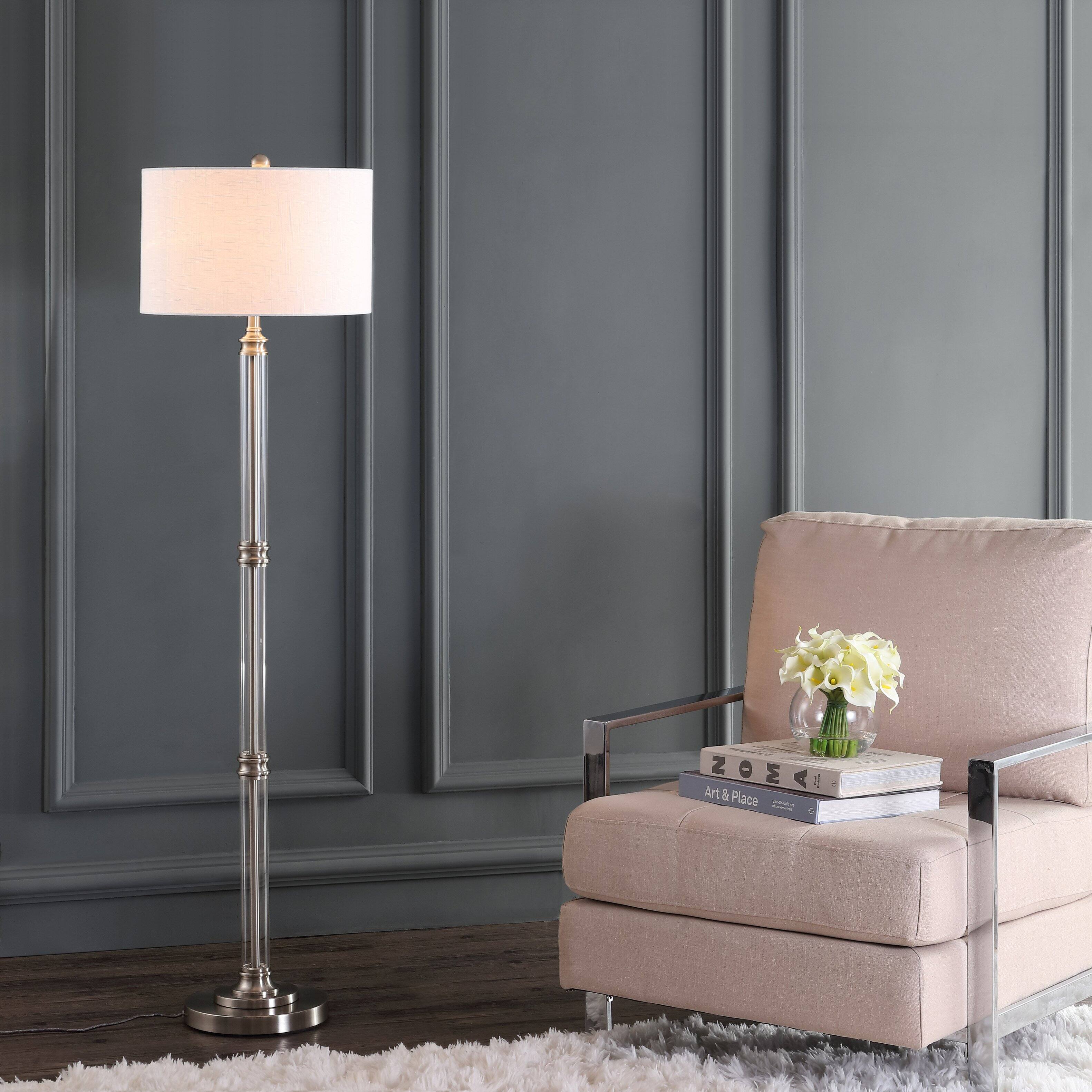 Alt View 1. Jonathan Y - Ralph 60" Metal/Glass Floor Lamp, Polished Nickel/Clear - Polished Nickel/ Clear.