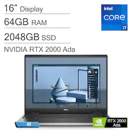 Dell - Upgraded - Precision 7680 Workstation - 16" FHD+ - Precision 7 - NVIDIA RTX 2000Ada - i7-13850HX - 64GB RAM - 2TB SSD - Win11Pro - Titan Grey