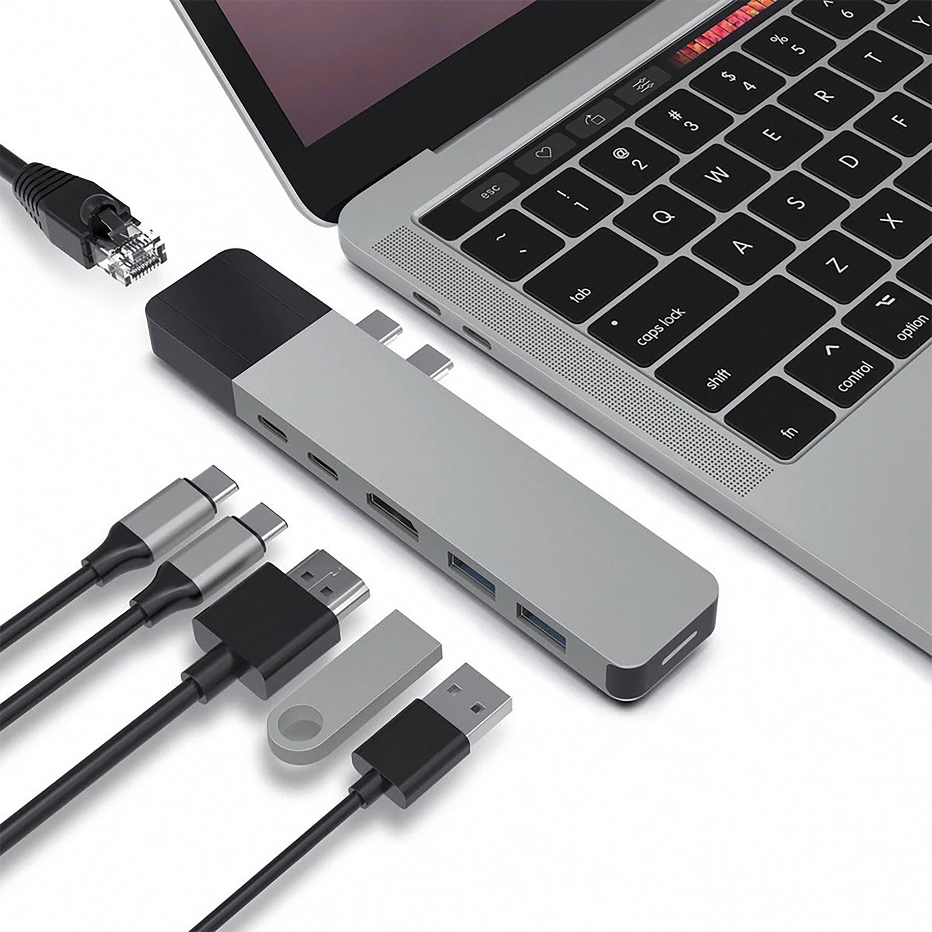 Alt View 12. Hyper - NET Hub for USB-C MacBook Pro - Gray.
