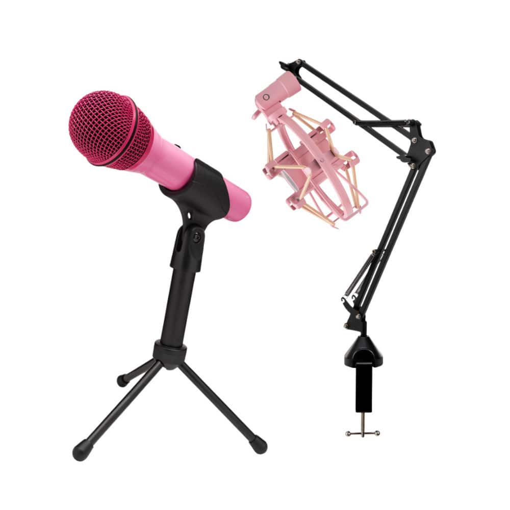 Samson - Q2U USB and XLR Handheld Pink Dynamic Microphone and Shock Mount Bundle