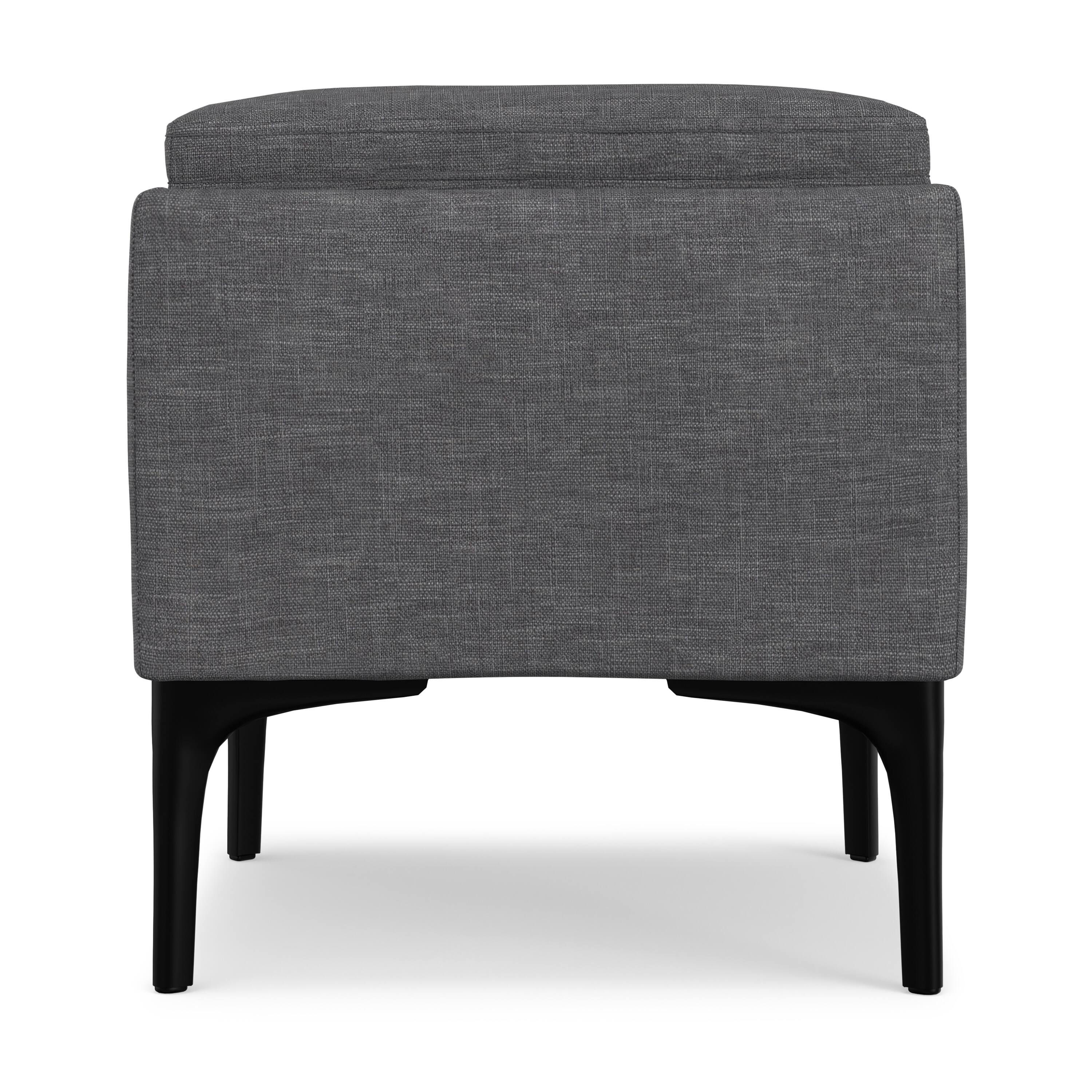 Alt View 2. Simpli Home - Natasha 18 inch Wide Mid Century Square Mid Century Storage Ottoman with Tray in Slate Grey Polyester Linen, Assembled - Slate Grey.