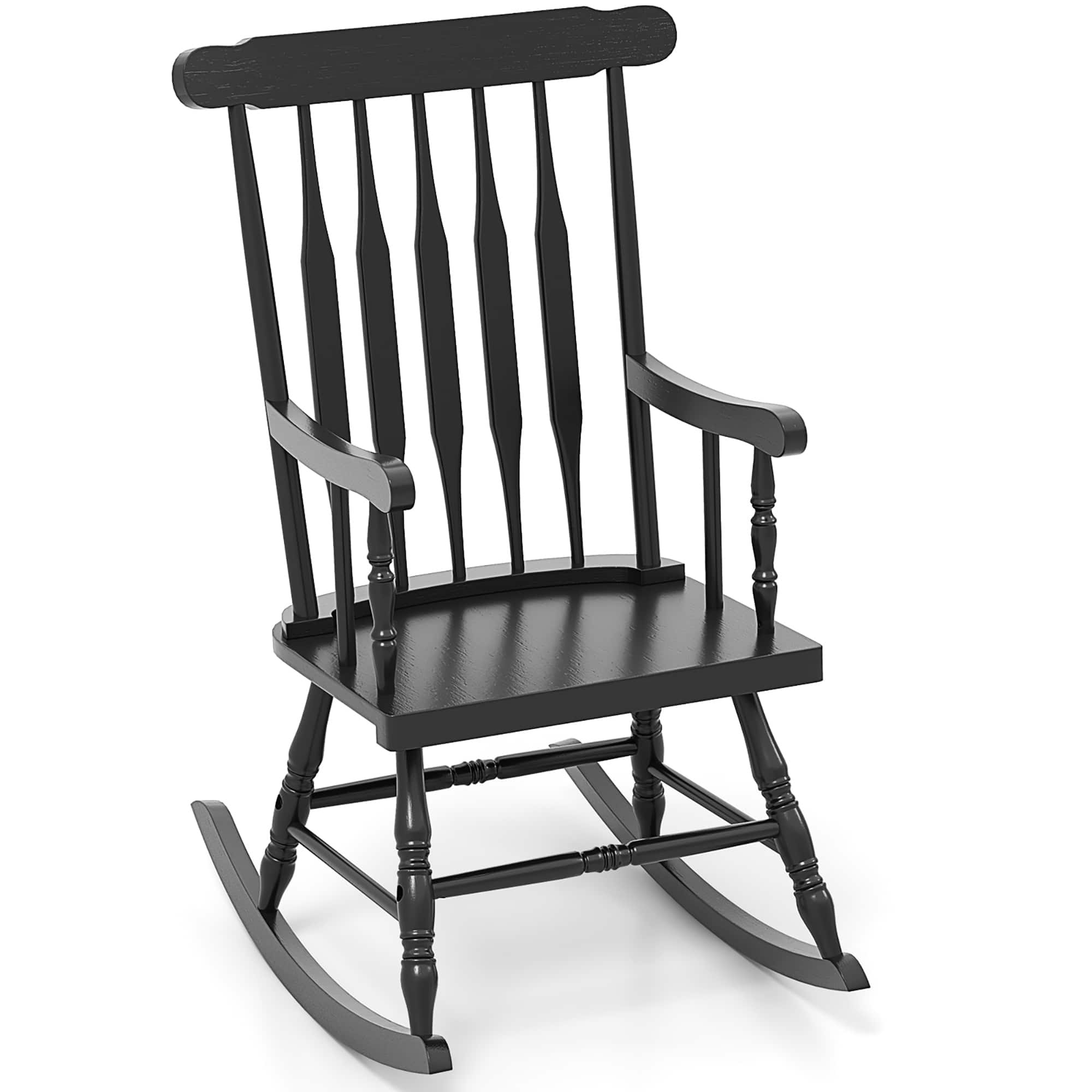 Gymax - Wooden Rocking Chair Single Rocker Indoor Garden Patio Yard - Black