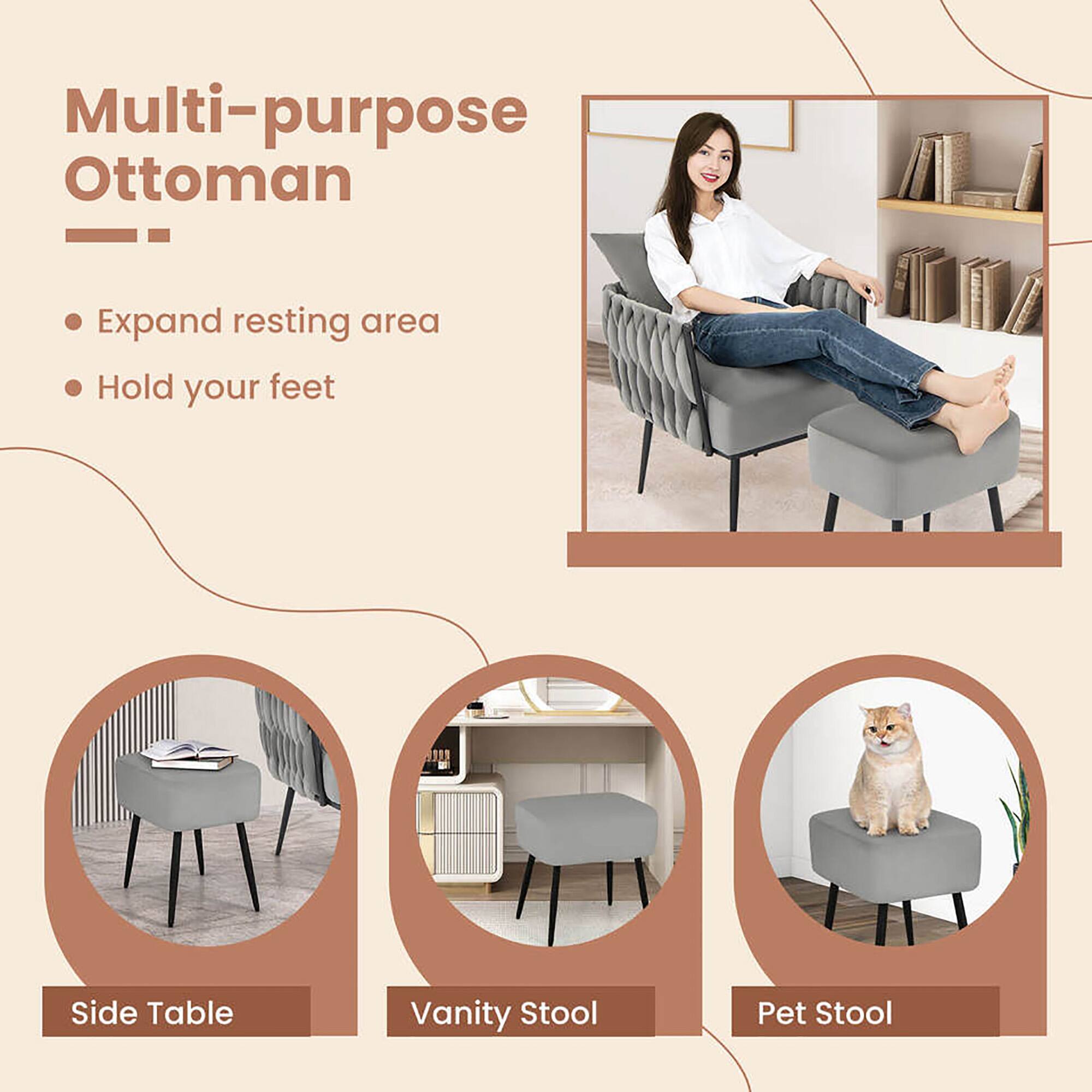 Multi-purpose Ottoman

- Expand resting area
- Hold your feet

Side Table

Vanity Stool

Pet Stool