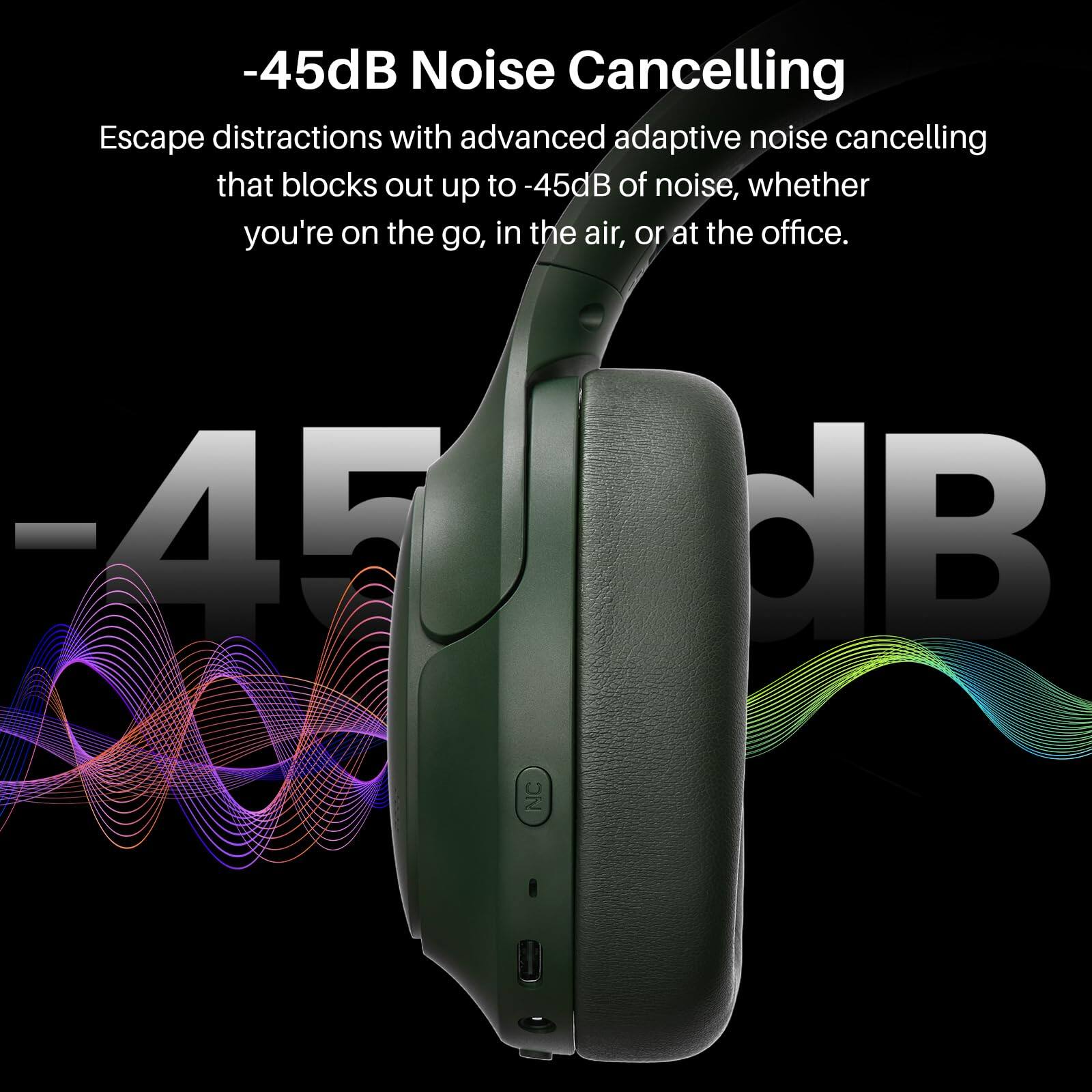 -45dB Noise Cancelling

Escape distractions with advanced adaptive noise cancelling that blocks out up to -45dB of noise, whether you're on the go, in the air, or at the office.