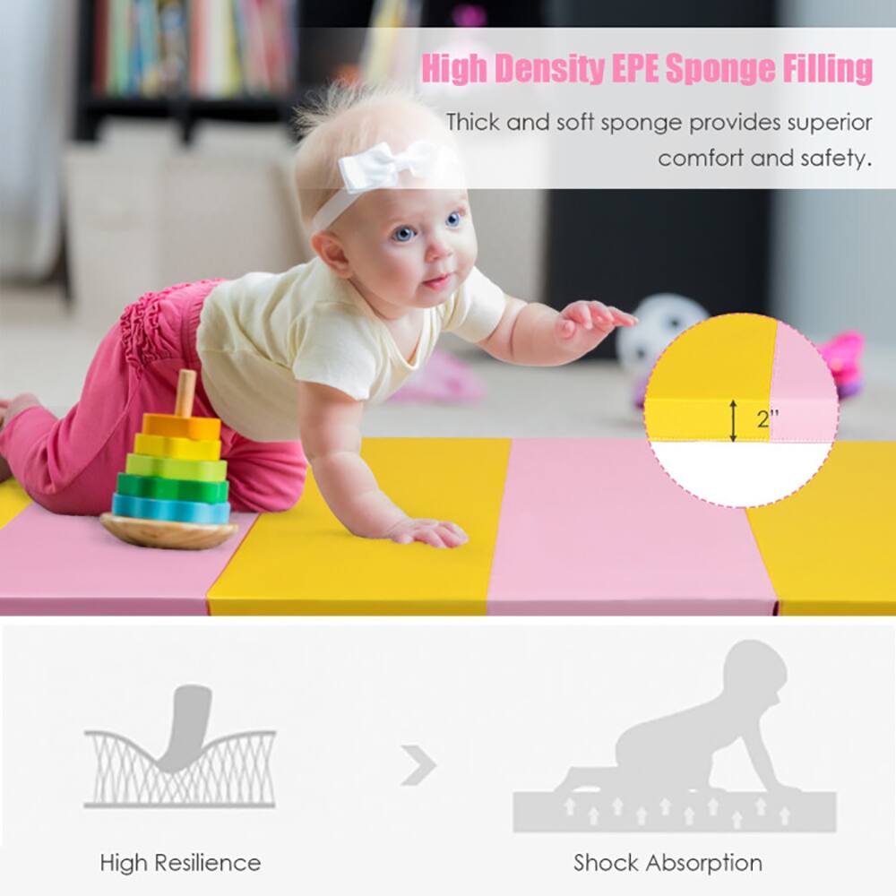 High Density EPE Sponge Filling  
Thick and soft sponge provides superior comfort and safety.  

2" High Resilience Shock Absorption