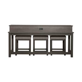 Liberty Furniture Industries - 4 Pc Console Table Set with 3 Stools - AC USB Charging Station - Graystone