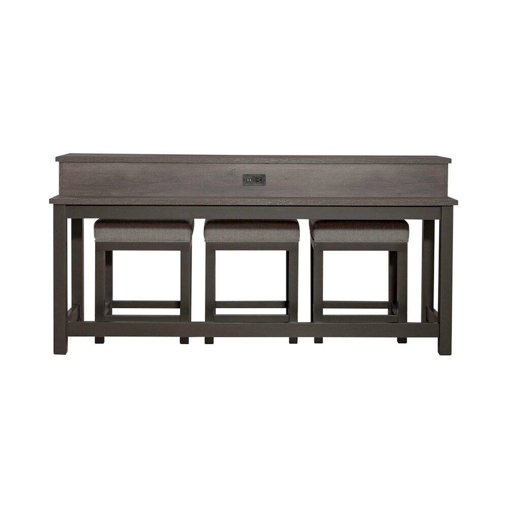 Front. Liberty Furniture Industries - 4 Pc Console Table Set with 3 Stools - AC USB Charging Station - Graystone - Graystone.