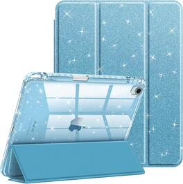 Fintie - Case for iPad Air 11-inch (M4/M3/M2) & iPad Air 4th/5th Gen 10.9 inch | Sparkly Shockproof Cover Shiny Clear Back Shell - Blue
