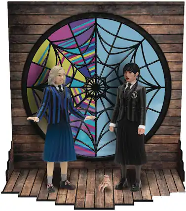 Front. PopMarket - Mezco - Wednesday - 5 Points - Wednesday & Enid Boxed Set - COLLECTABLES - Multicolor.