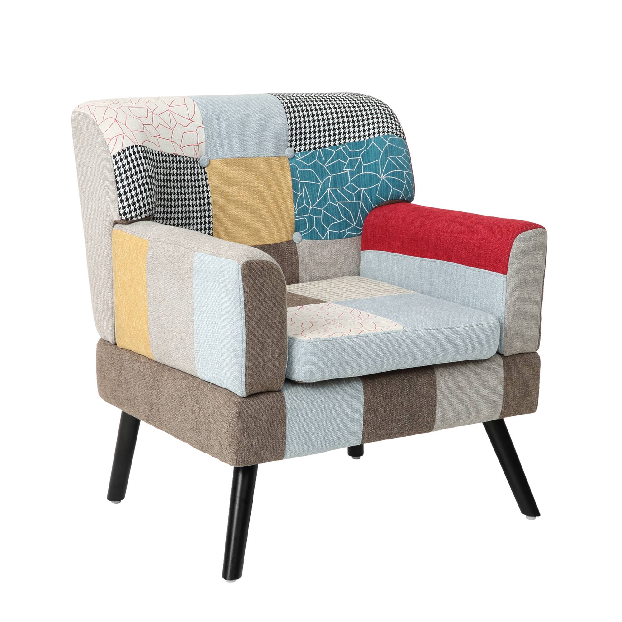 Alt View 2. APRILSOUL - Accent Chair Mid Century Modern Fabric Club Chair for Bedroom Comfy Colourful Single Sofa Chair for Livingroom - Colorful.