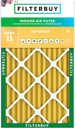 Filterbuy - 12x24x2 MERV 11 Pet & Allergy Defense, Electrostatic Pleated HVAC AC Furnace Air Filters Replacement (1-Pack) - Gold
