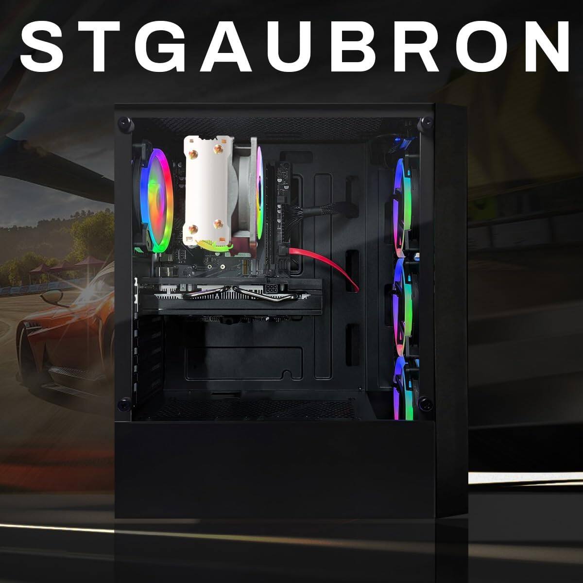 Alt View 1. STGAubron - STGAubron Gaming PC Computer Desktop, AMD Ryzen 7 5700G up to 4.6Ghz, GeForce RTX 2060 6G, 16G DDR4 RAM, 1TB SSD, WIN11H - Black.