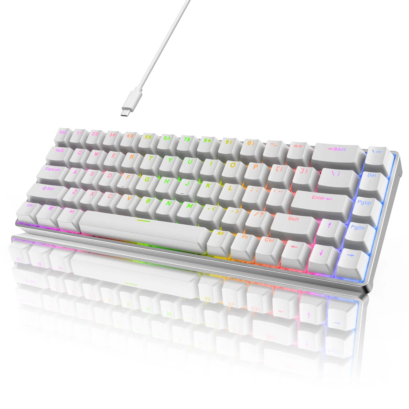 Comfort Essence - Rk68pro Wired 60 Aluminum Mechanical Compact Gaming With Software Hot Swappable Rgb Backlit Gateron Red - white-red switch