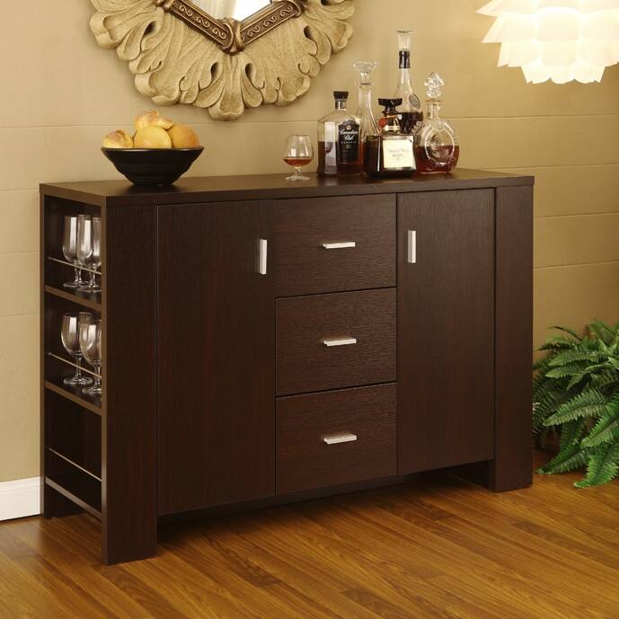 Front. Hivvago - Modern Dining Buffet Sideboard Server in Cappuccino Finish - Cappuccino.
