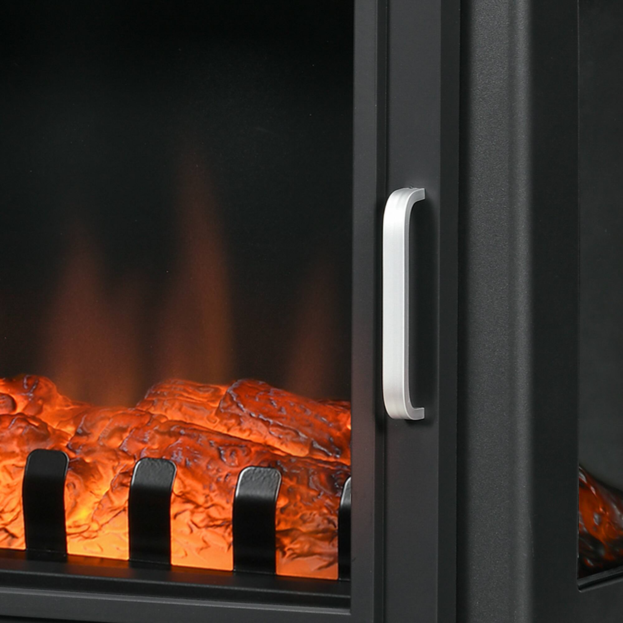 Alt View 4. Tiramisubest - 24"Electric Fireplace Stove,Freestanding Infrared Fire Place Heater with Realistic Logs Flame,Overheat Protection,Black - Black.