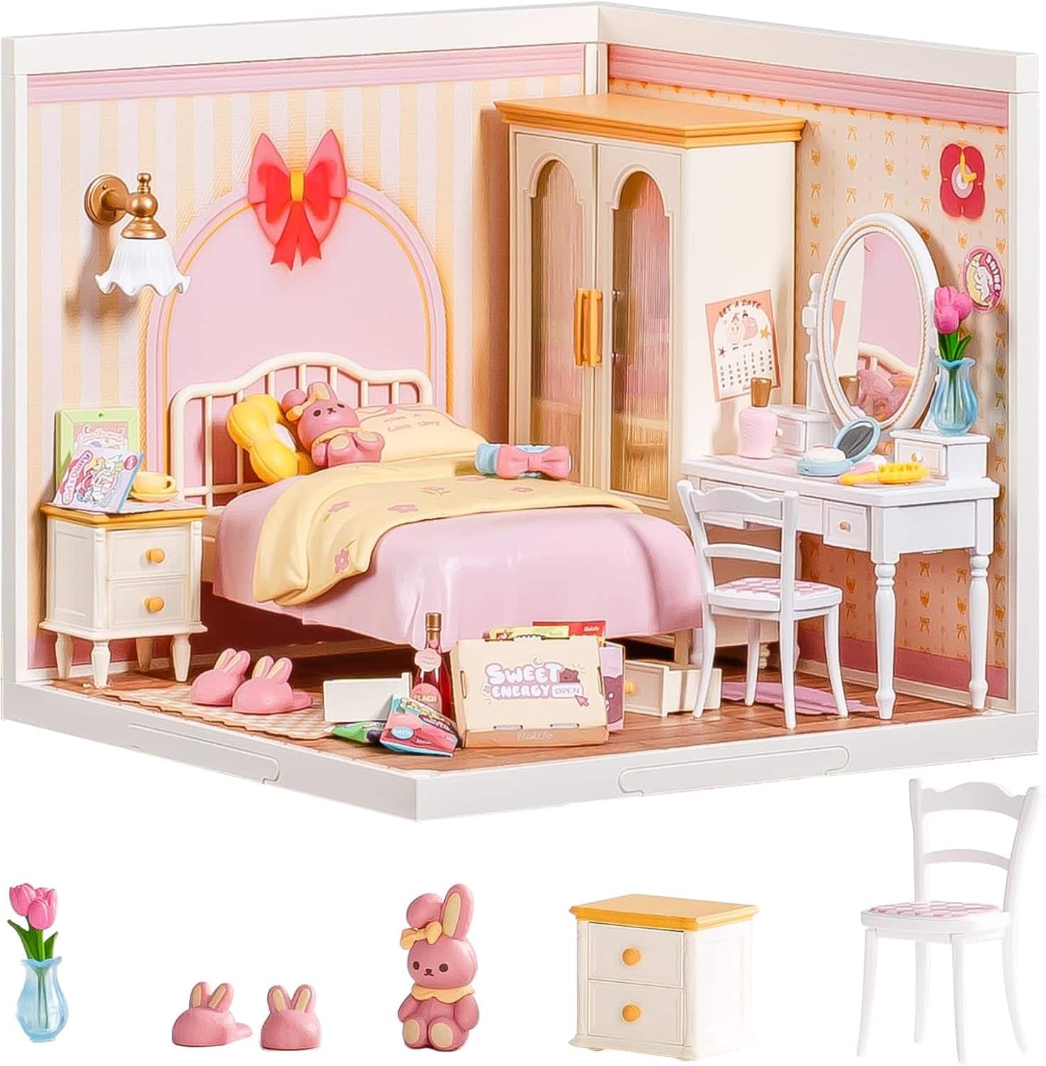 Robotime - Rolife Super Creator Series, DIY Mini Lovely Pink Bedroom Dollhouse House Kit, Scenary for Action Collectible Figure - Brown price history on PriceWatchPro
