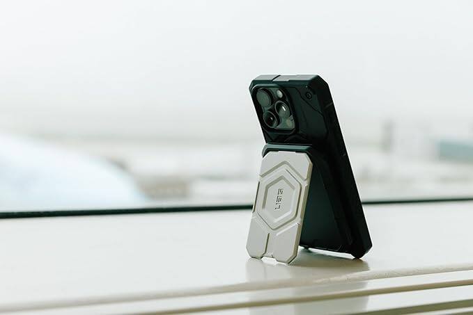 Angle. UAG - UAG Magnetic RFID Wallet with Stand Silver/Black - Silver/Black.