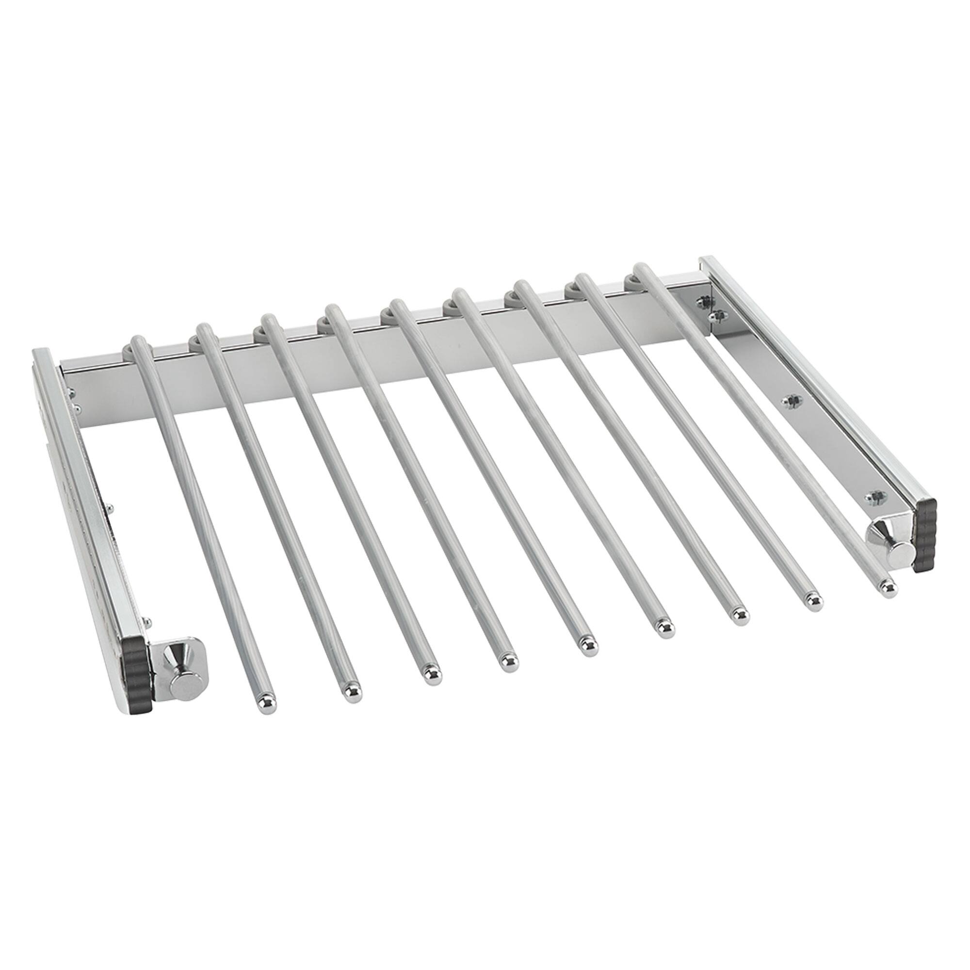Front. Rev-A-Shelf - Rev-A-Shelf 17.5" Pullout Closet Wire Pant Rack for 9 Pairs, Chrome, PSC-1814CR - Silver.