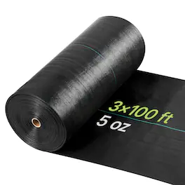 VEVOR - Weed Barrier Fabric Heavy Duty, 3x100FT 5oz Landscape Fabric, Woven Weed Blocker Fabrics, Garden Fabrics Weeds Barrier - Black