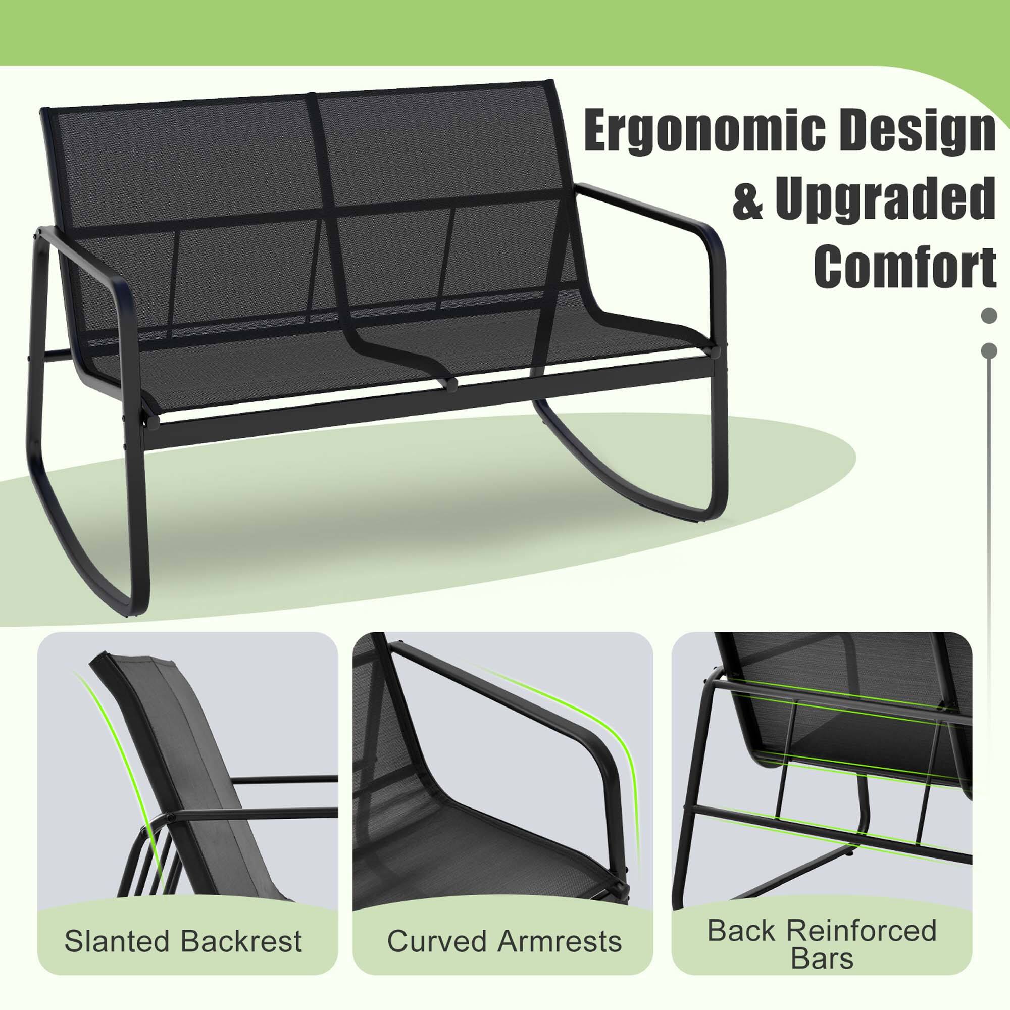 Ergonomic Design & Upgraded Comfort: Slanted Backrest, Curved Armrests, Back Reinforced Bars