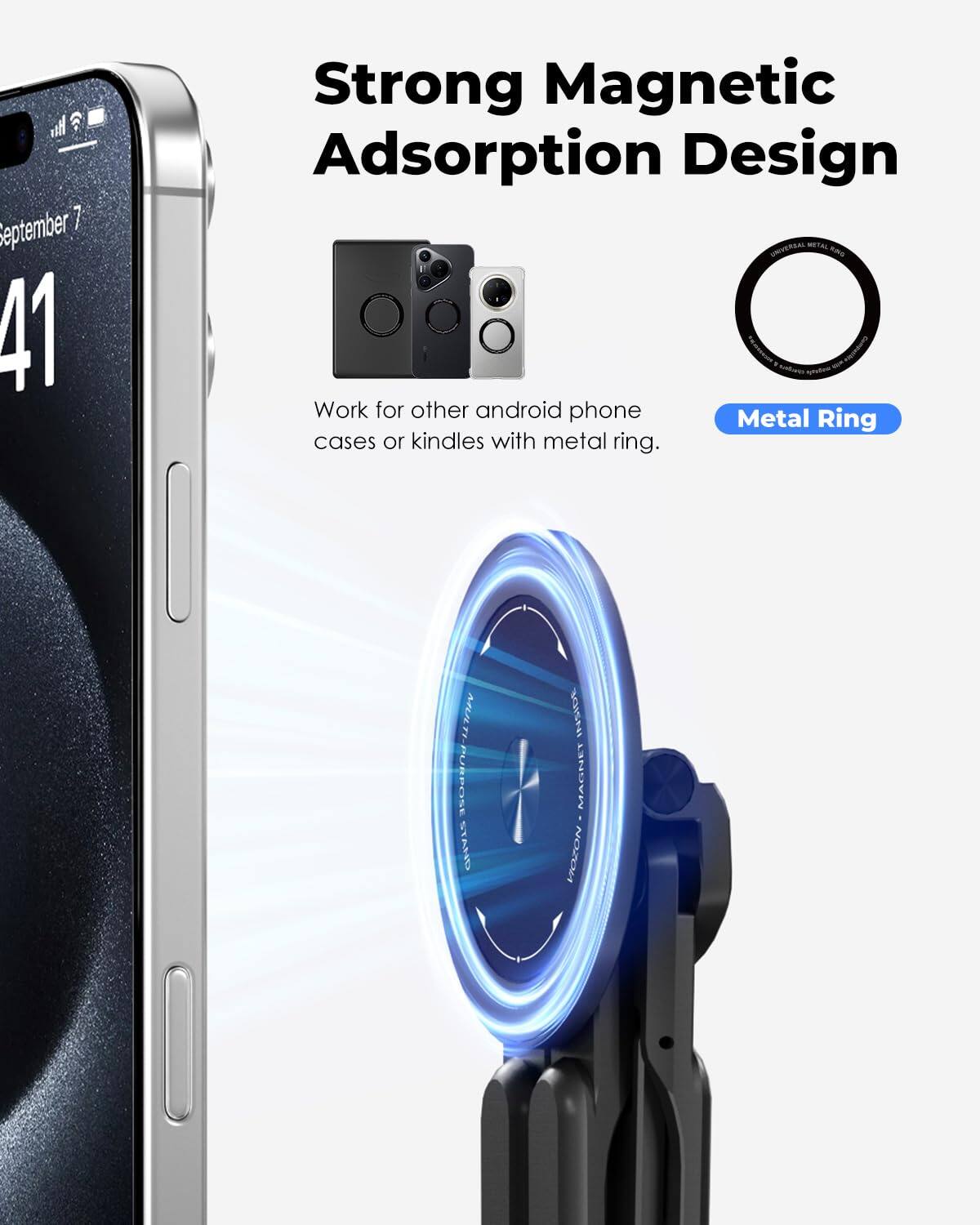 of September 7 7 41 Strong Magnetic Adsorption Design UNVEREAL mG Work for other android phone Metal Ring cases or kindles with metal ring. MULTI PURPOSE CHAT INSIDE MAGNET VOZON
