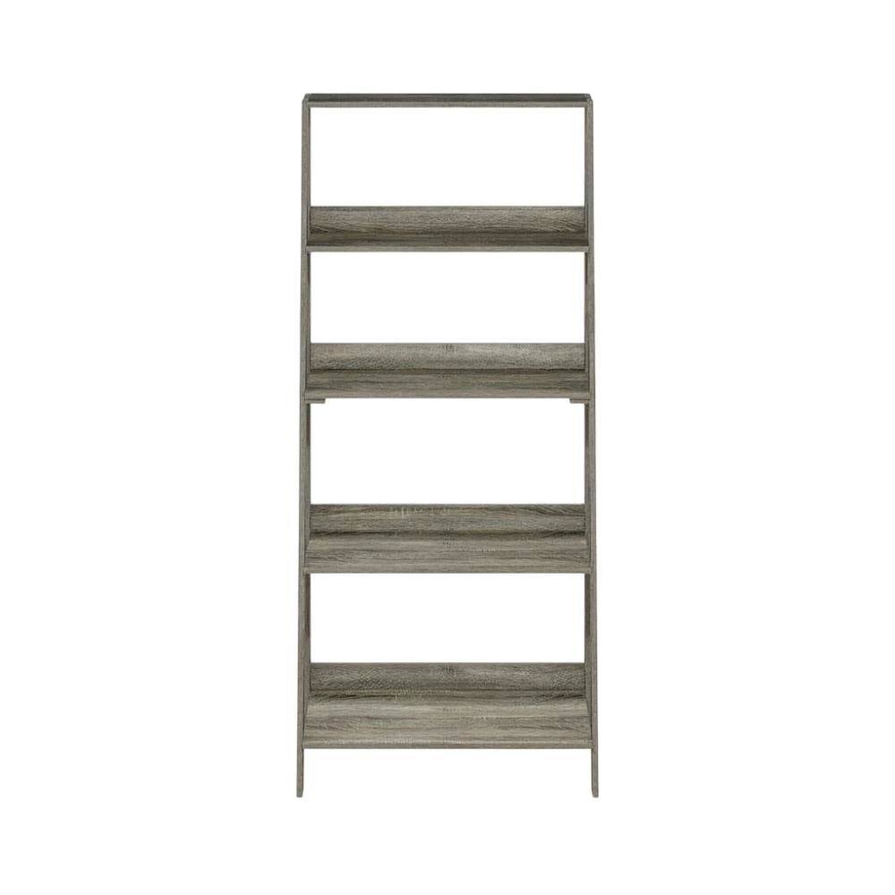 Back. FurniFact - Contemporary Engineered Wood Bookcase with Stable Shelves - Grey Oak.